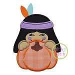 Indian Girl Pumpkin Peeker Applique | Machine Embroidery Designs by JuJu