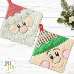                                                                 In The Hoop Christmas Face Potholders 1 Project | Designs by JuJu
                            
                            