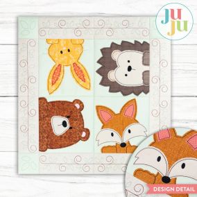                                 In The Hoop Woodland Patchy Pillow Bean Stitch Project | Designs by JuJu
                            