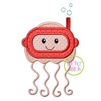 Jellyfish Snorkel Applique | Machine Embroidery Designs by JuJu