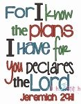 Jeremiah 29:11 Boy Version (For I know the Plans I have For You) | Machine Embroidery Designs by JuJu