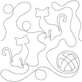 Kitty and Yarn End-to-End Quilting | Machine Embroidery Designs by JuJu