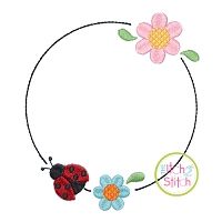 Ladybug Bloom Frame Embroidery Design | Machine Embroidery Designs by JuJu