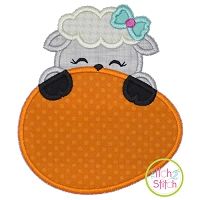 Lamb Egg Peeker Girl Applique | Machine Embroidery Designs by JuJu