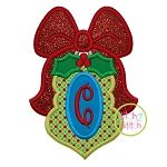 Long Ornament with Bow Monogram Applique | Machine Embroidery Designs by JuJu