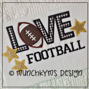 Love Football with Stars Applique | Machine Embroidery Designs by JuJu