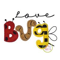 Love Bug Word Art Applique | Machine Embroidery Designs by JuJu