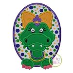 Mardi Gras Alligator Girl Applique | Machine Embroidery Designs by JuJu
