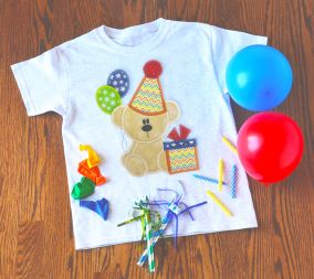 Birthday Bear Present Applique | Machine Embroidery Designs by JuJu