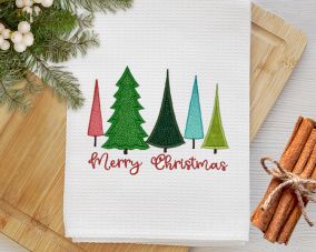Merry Xmas Trees Applique | Machine Embroidery Designs by JuJu