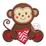 Sitting Monkey Heart Applique | Machine Embroidery Designs by JuJu
