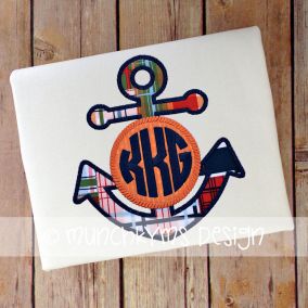 Anchor Monogram Frame | Machine Embroidery Designs by JuJu