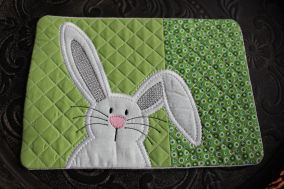 Mug Rug Quilted Bunny 1 | Machine Embroidery Designs by JuJu