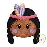 Native American Head Girl Applique | Machine Embroidery Designs by JuJu