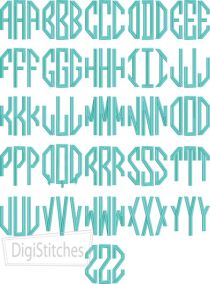 Octagon Monogram Large Embroidery Font | Machine Embroidery Designs by JuJu