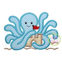Octopus Sandcastle Applique | Machine Embroidery Designs by JuJu