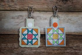 ITH Snap Tab Key Fob Ohio Star Quilt Block | Machine Embroidery Designs by JuJu