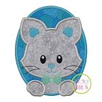 Oval Cat Boy Applique | Machine Embroidery Designs by JuJu