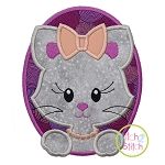 Oval Cat Girl Applique | Machine Embroidery Designs by JuJu