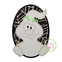 Oval Ghost Boy Applique | Machine Embroidery Designs by JuJu
