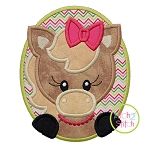 Oval Horse Girl Applique | Machine Embroidery Designs by JuJu