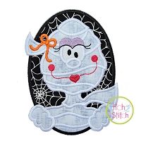 Oval Mummy Girl Applique | Machine Embroidery Designs by JuJu