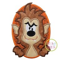 Oval Werewolf Boy Applique | Machine Embroidery Designs by JuJu