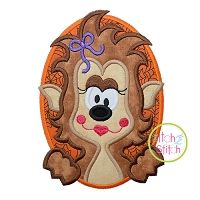 Oval Werewolf Girl Applique | Machine Embroidery Designs by JuJu