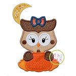 Owl with Pumpkin Girl Applique | Machine Embroidery Designs by JuJu