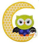 Owl Bat Moon Applique | Machine Embroidery Designs by JuJu