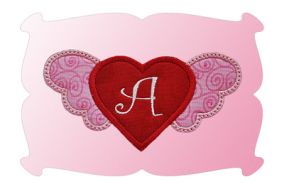 Monogrammed Heart with Wings Applique | Machine Embroidery Designs by JuJu