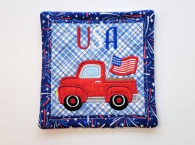 ITH Patriotic Truck Pot Holder | Machine Embroidery Designs by JuJu