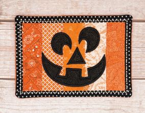 In The Hoop Pieced Pumpkin Mug Rug | Machine Embroidery Designs by JuJu