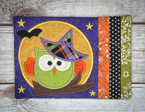 In The Hoop Halloween Owl Mug Rug | Machine Embroidery Designs by JuJu
