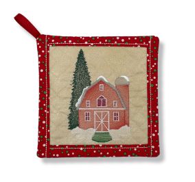 ITH Christmas Barn Pot Holder | Machine Embroidery Designs by JuJu