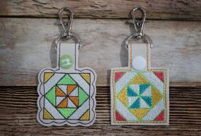 ITH Snap Tab Key Fob Pinwheel 2 Quilt Block | Machine Embroidery Designs by JuJu