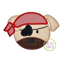 Pirate Puppy Dog Face Applique | Machine Embroidery Designs by JuJu