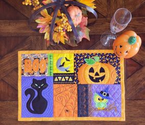 In The Hoop Halloween Placemat 1 | Machine Embroidery Designs by JuJu