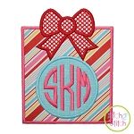 Christmas Present Monogram Applique Frame | Machine Embroidery Designs by JuJu