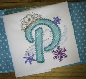 Princess Crown Applique Alphabet Machine Embroidery Designs by JuJu