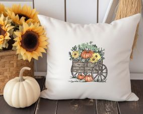 Pumpkins Wagon Sketch | Machine Embroidery Designs by JuJu