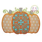 Pumpkin Trio Applique | Machine Embroidery Designs by JuJu
