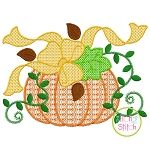 Pumpkin with Bow Motif Embroidery | Machine Embroidery Designs by JuJu