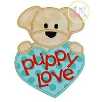 Puppy Love Boy Applique | Machine Embroidery Designs by JuJu