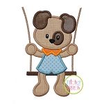 Puppy in the Swing Boy Applique | Machine Embroidery Designs by JuJu