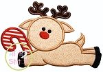 Reindeer Candy Cane Applique | Machine Embroidery Designs by JuJu