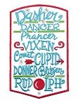 Reindeer Names Embroidery | Machine Embroidery Designs by JuJu