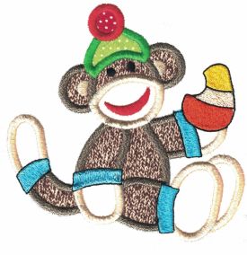 Halloween Harvest Sock Monkeys Applique Machine Embroidery Designs by JuJu