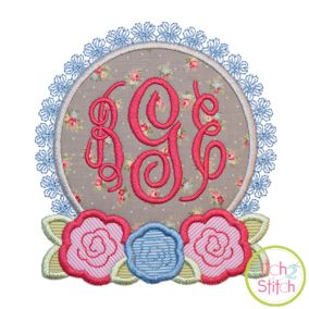 Itch 2 Stitch Roses Monogram Frame Applique Digital Embroidery Machine Designs by JuJu