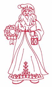Old World Santas Redwork Machine Embroidery Designs by JuJu